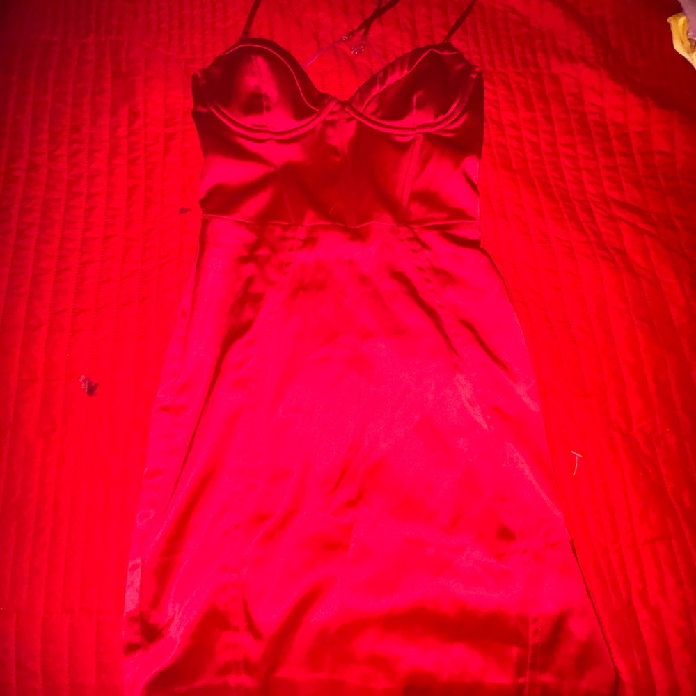 Elegant Red Satin Slip Dress